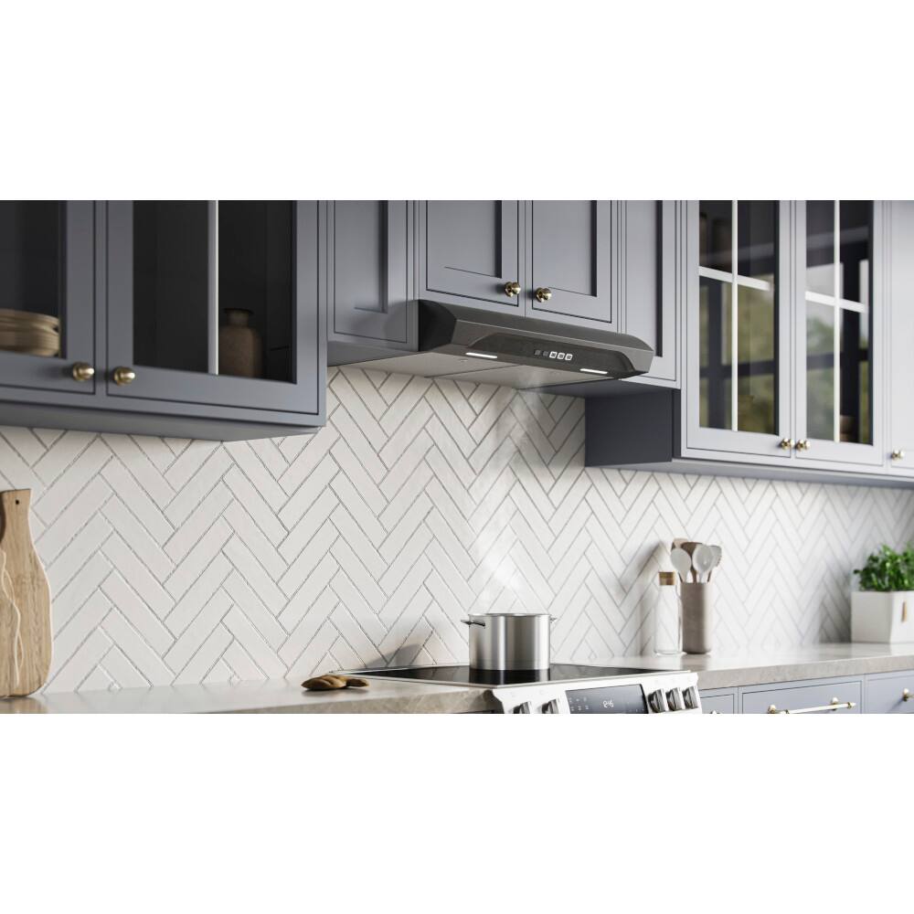 Alt View 10. Broan - Alta 30-Inch 350 MAX Blower CFM 1.5 Sones Black Stainless Range Hood - Stainless Steel.