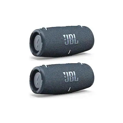 Front. JBL - JBL Xtreme 3 Portable Bluetooth Waterproof Speakers - Pair (Blue) - Black.