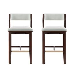 Manhattan Comfort - Patricia Modern Wood Upholstered Barstool - Set of 2 - White Glacier