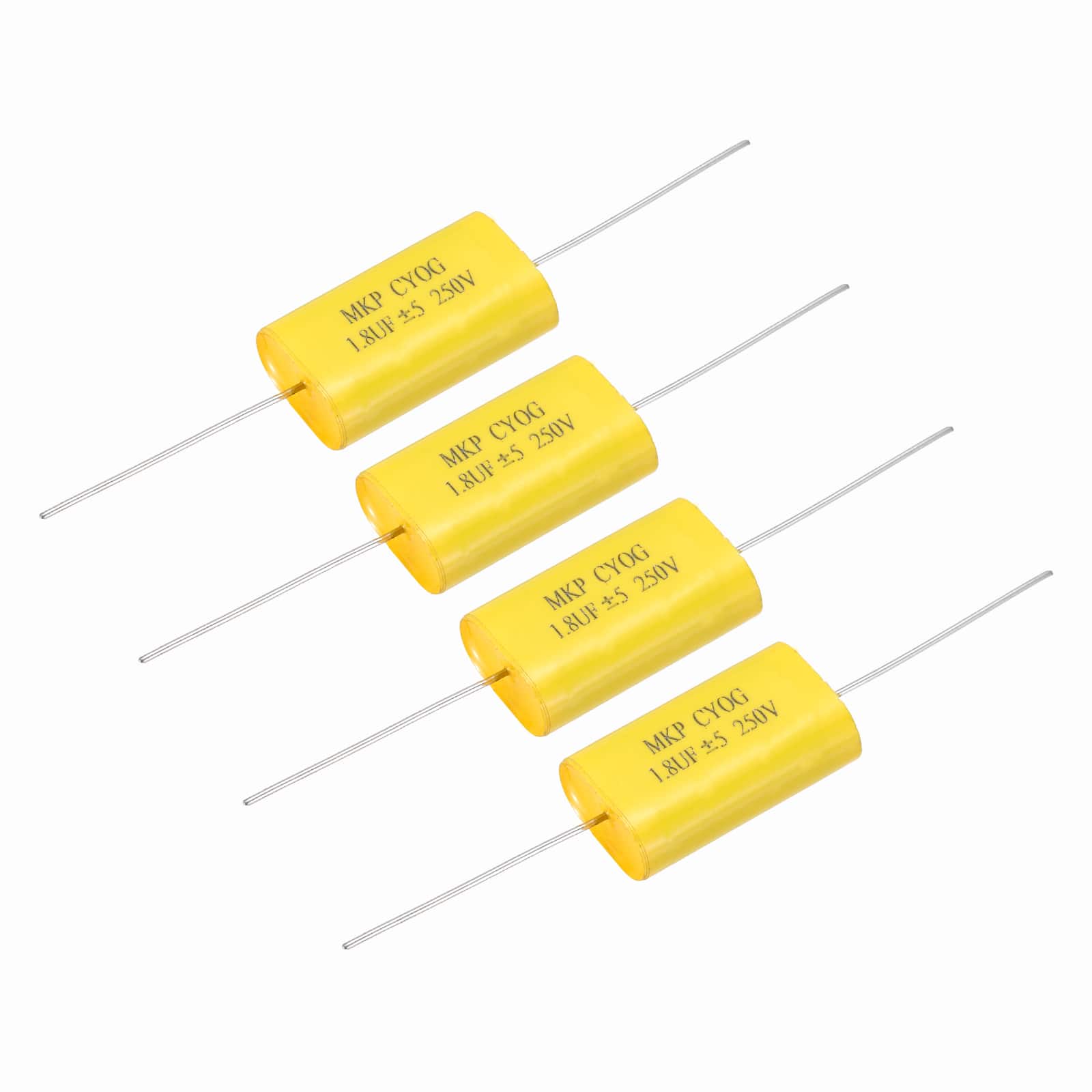 Unique Bargains - 4pcs 1.8uF Frequency Divider Capacitor, 250V Audio Speaker Crossover Non-Polarity Polypropylene MKP Film Capacitor - Yellow price history on PriceWatchPro