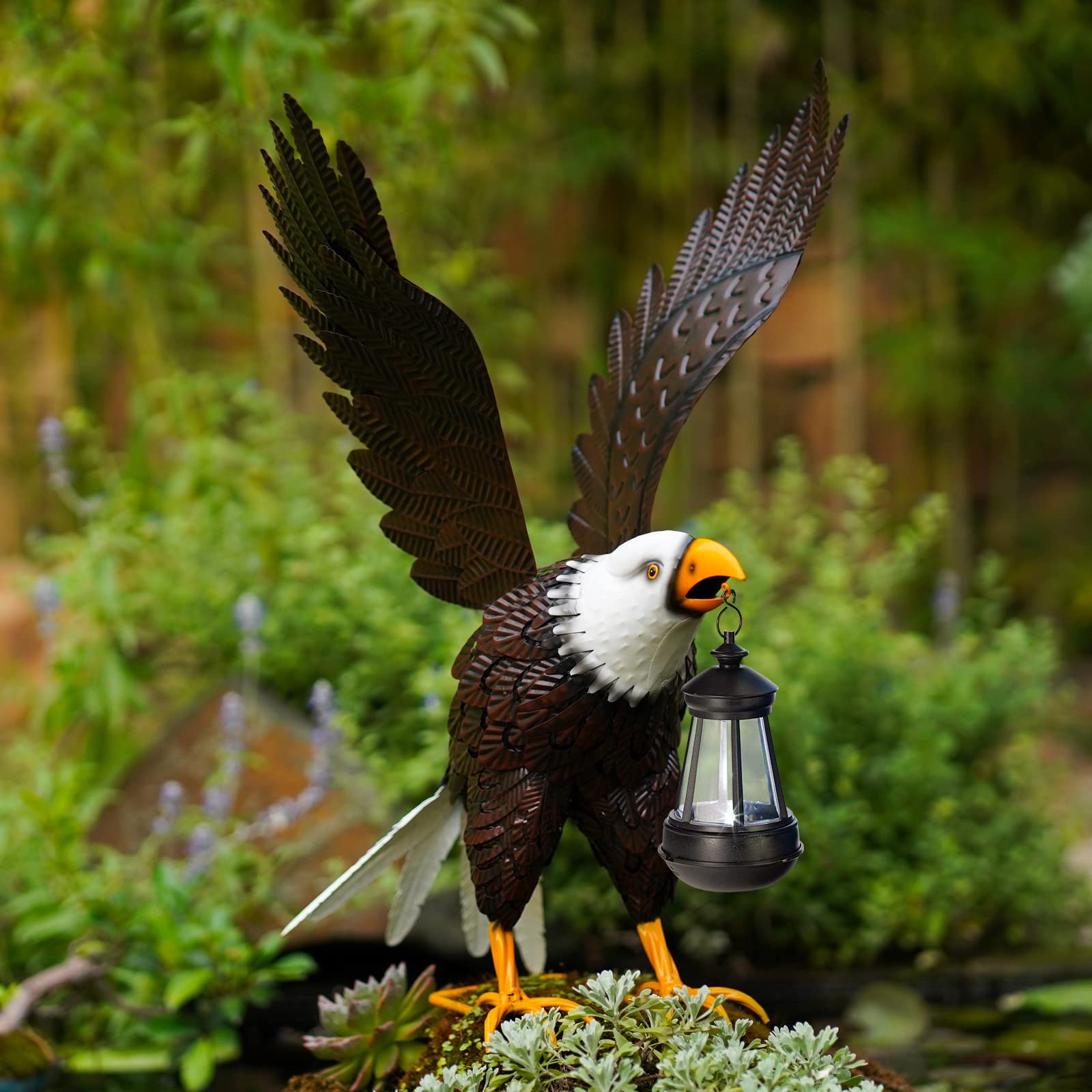 Front. Refined Abode Design - Metal Bald Eagle Large Outdoor Statues Yard Decorations Garden Sculptures & Gifts.