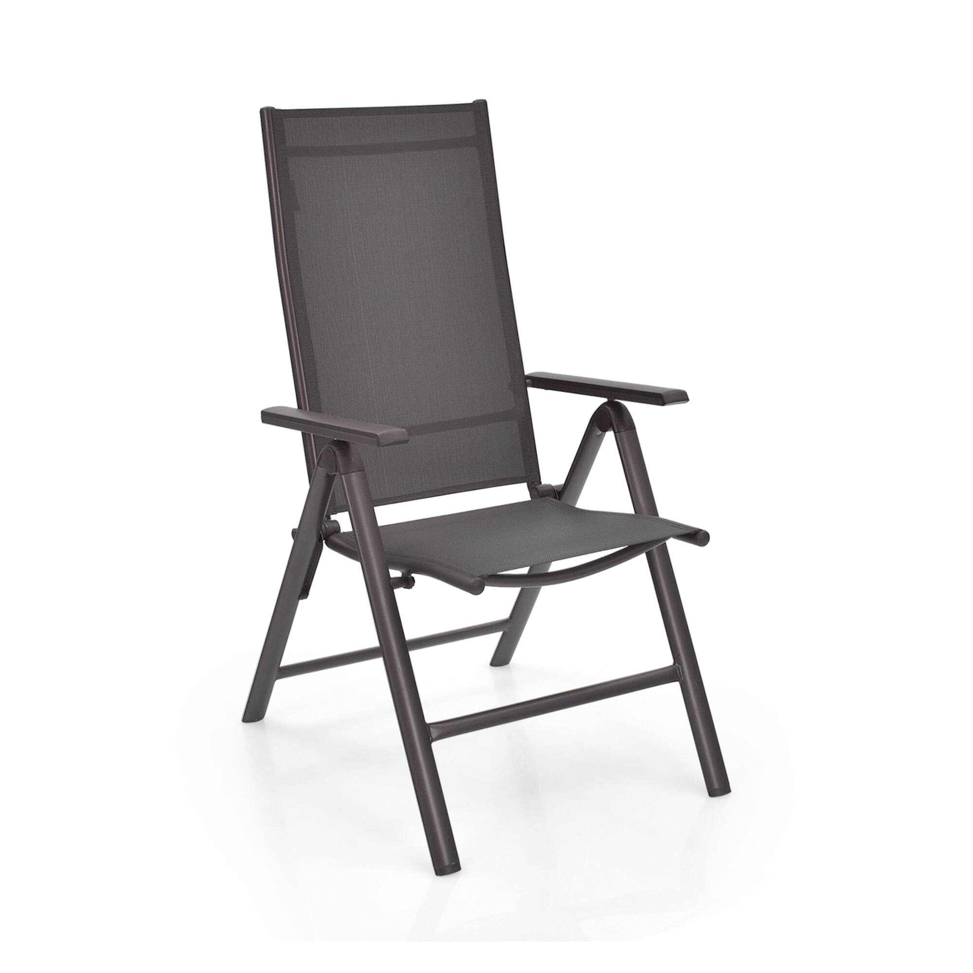 Alt View 9. Gymax - Gymax Set of 4 Folding Patio Dining Chair Camping Chair w/ Adjustable Backrest - Grey.