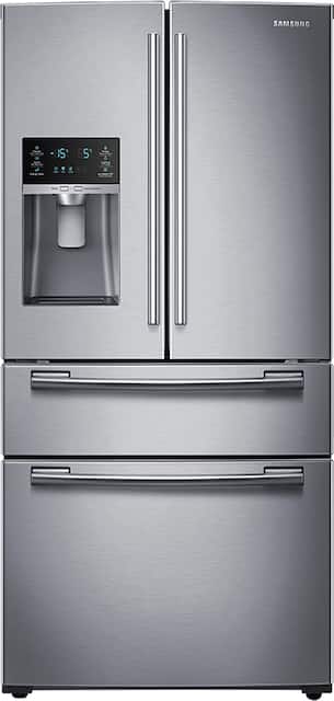 Samsung 24 7 Cu Ft 4 Door French Door Refrigerator With Thru The Door Ice And Water Stainless Steel Rf25hmedbsr Best Buy