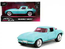 1966 Chevrolet Corvette Light Blue with Pink Tinted Windows "Pink Slips" Series 1/32 Diecast Model Car by Jada - Multicolor