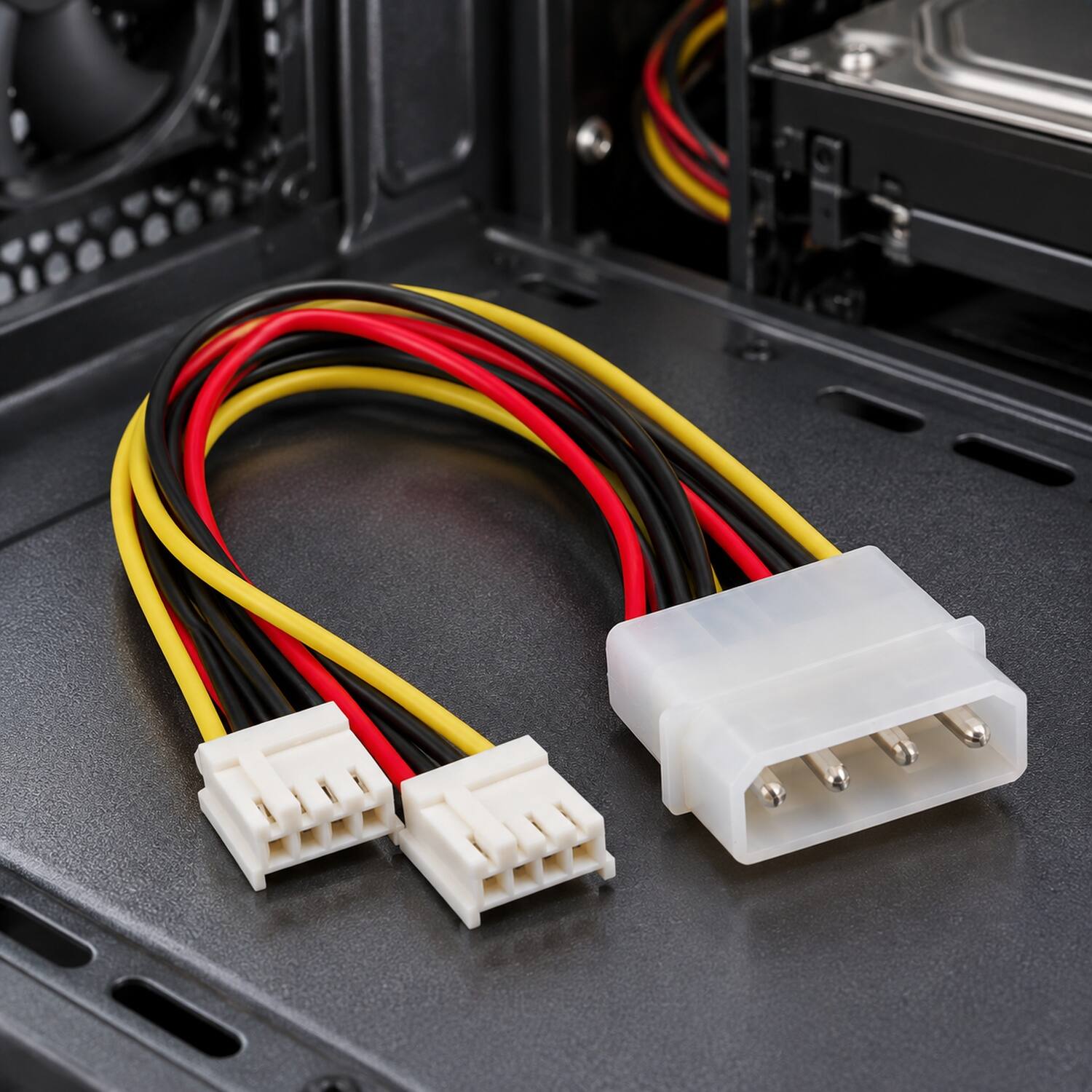 Left. Sanoxy - 8in 5.25" Male to Two 3.5" Female Internal Power Y Cable - Multi.