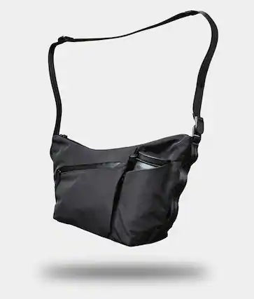 Front. ALPAKA - Flow Satchel 4L Crossbody Bag, Water Resistant Shoulder Bag, Expandable Bottle Pocket, YKK Zippers - Black Axoflux 210D.