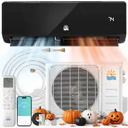 Etust - 12000 BTU Mini Split AC Heating System, 20 SEER2 115V Ductless Air Conditioner, Wi-Fi Inverter AC Unit - Black