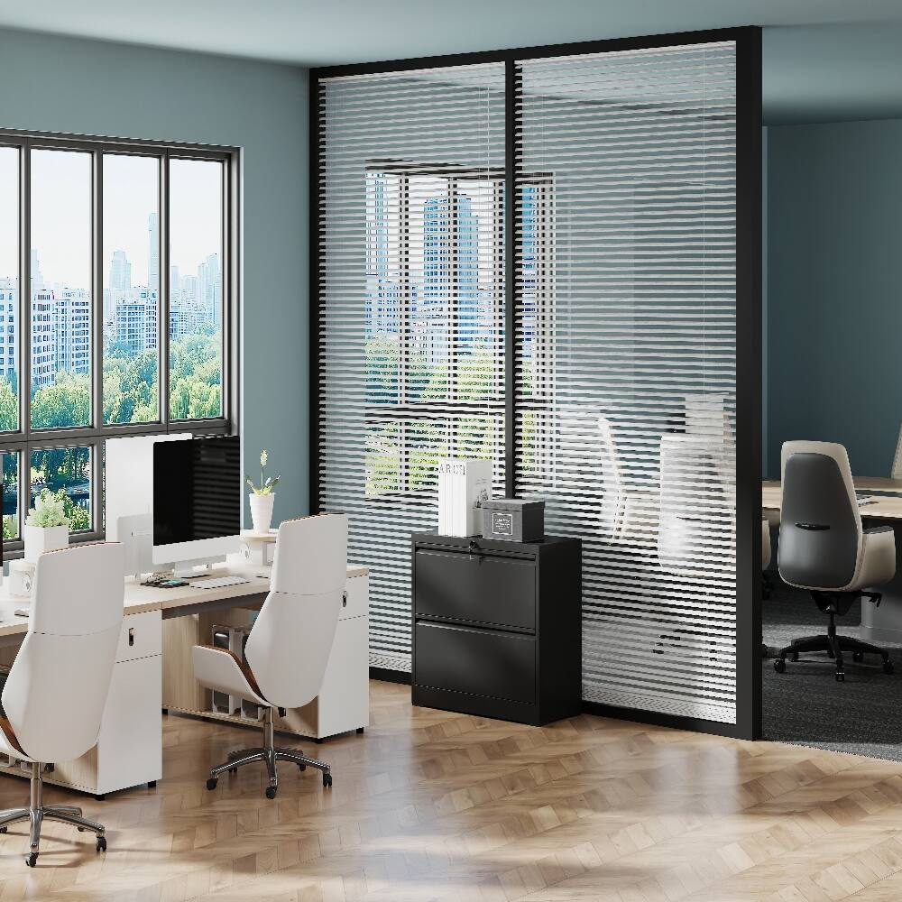 Alt View 7. Loheer - Loheer 2 Drawer Lateral File Cabinet Metal Filing Cabinet with Lock for Home Office Letter Legal Wide Storage.