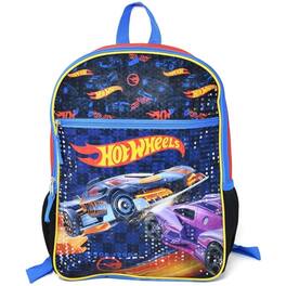 Bioworld - Hot Wheels 16" Kids School Backpack with a Large Front Pocket & Side Mesh Pockets - Assorted Pre-Pack
