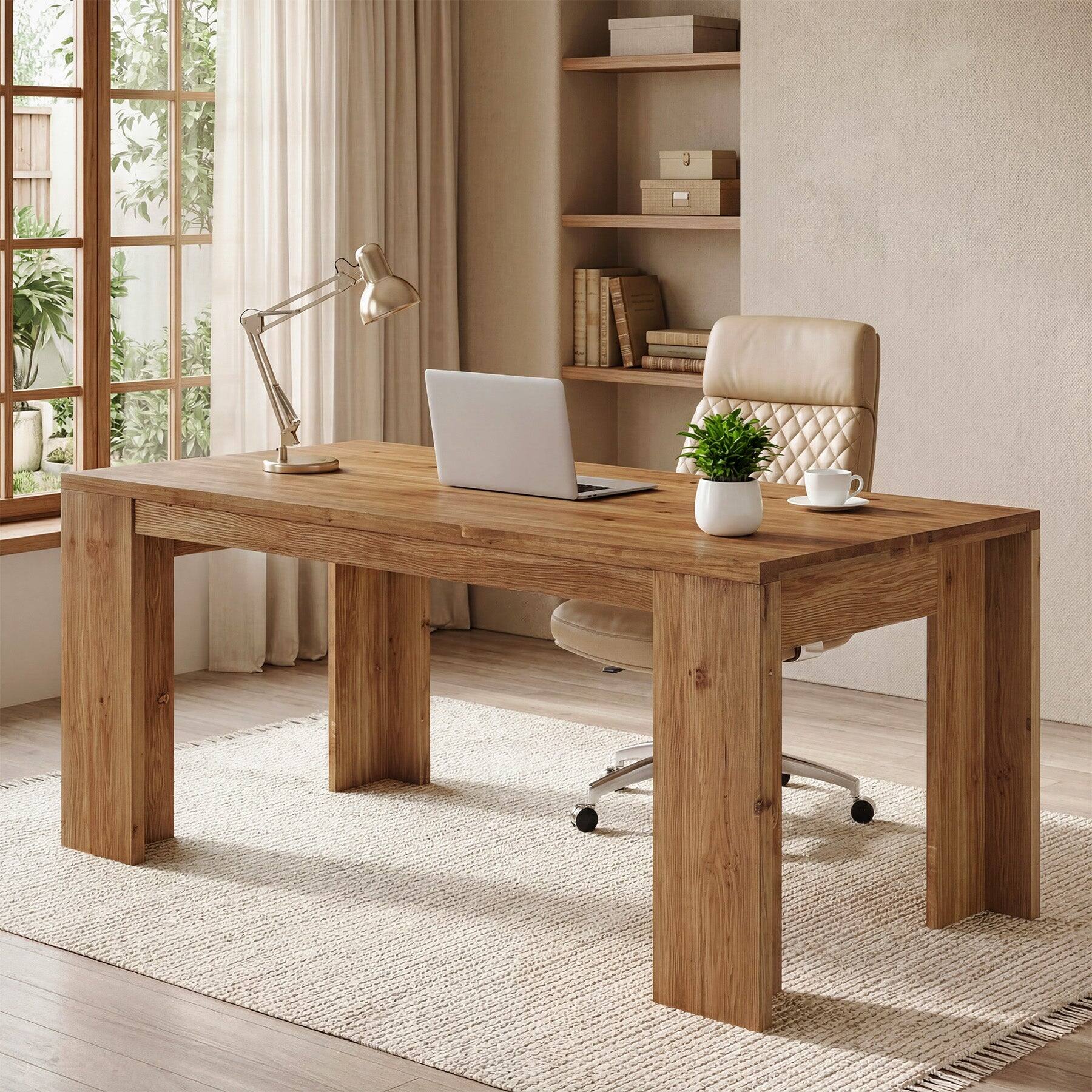 Alt View 2. Tribesigns - Office Executive Desk with Engineered Wood Construction, Rectangular Top, for Computer Work and Writing in Home Offices - Brown.