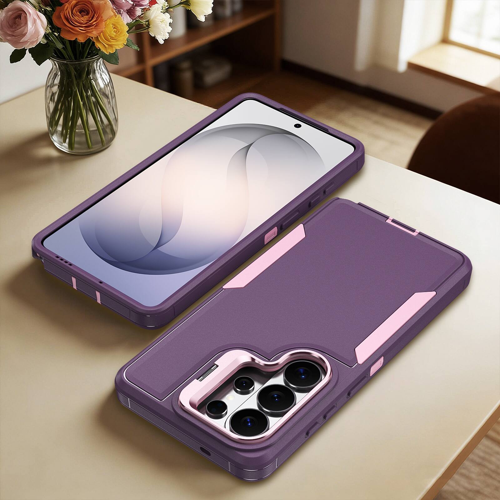 Alt View 4. UUCOVER - Rugged Case for Samsung Galaxy S26 Ultra with Lens Kickstand, Shockproof Dual Layer Non-Slip Drop Protection Phone Cover - Purple.
