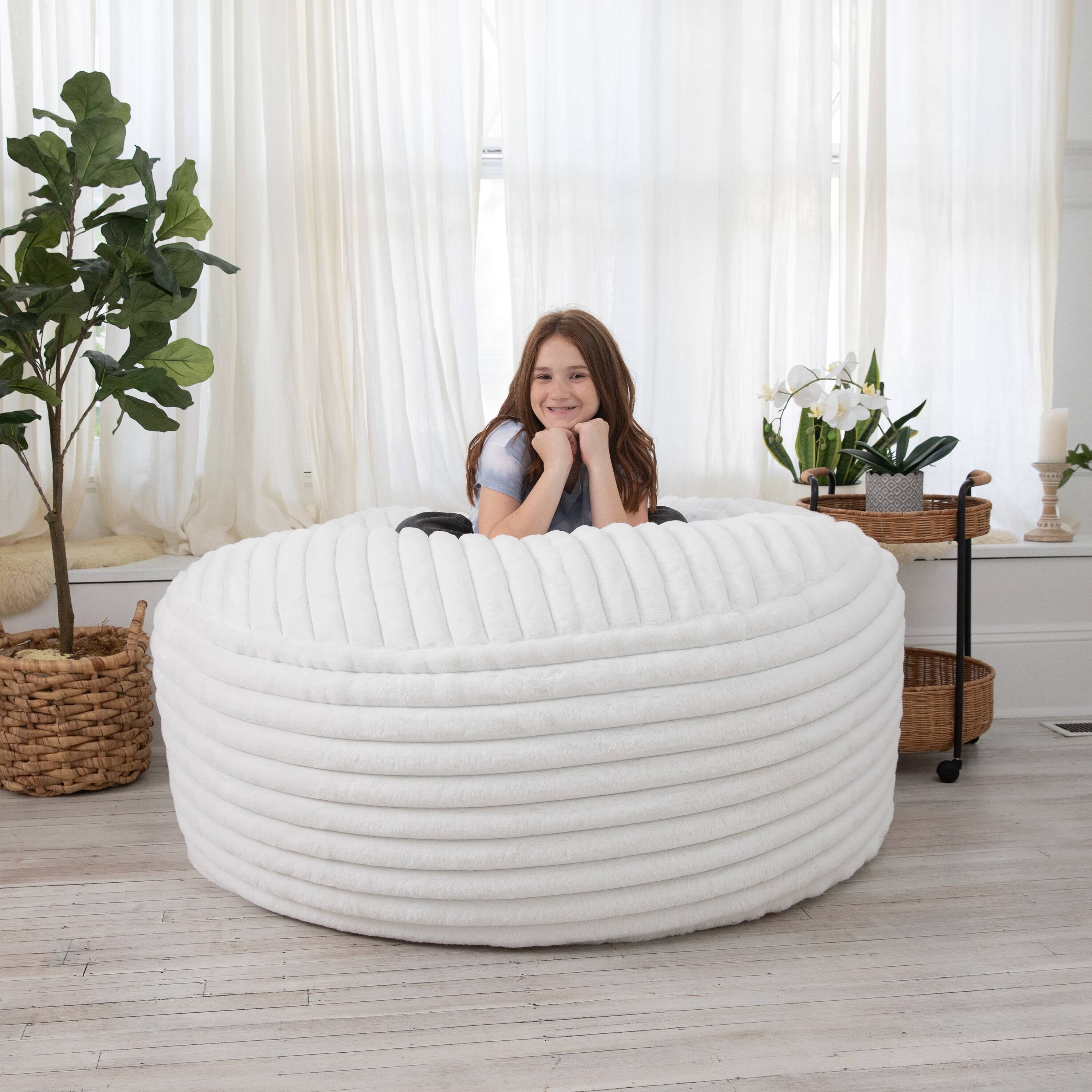 Alt View 1. Jaxx - Jaxx 5 Foot Saxx Bean Bag Chair for Adults - Luxe Faux Fur, Mondo Ivory - Mondo Ivory.