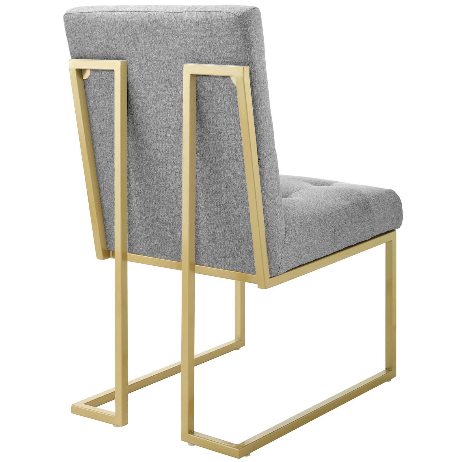 Alt View 1. Modway - Privy Gold Stainless Steel Upholstered Fabric Dining Accent Chair by Modway - Gold Light Gray.