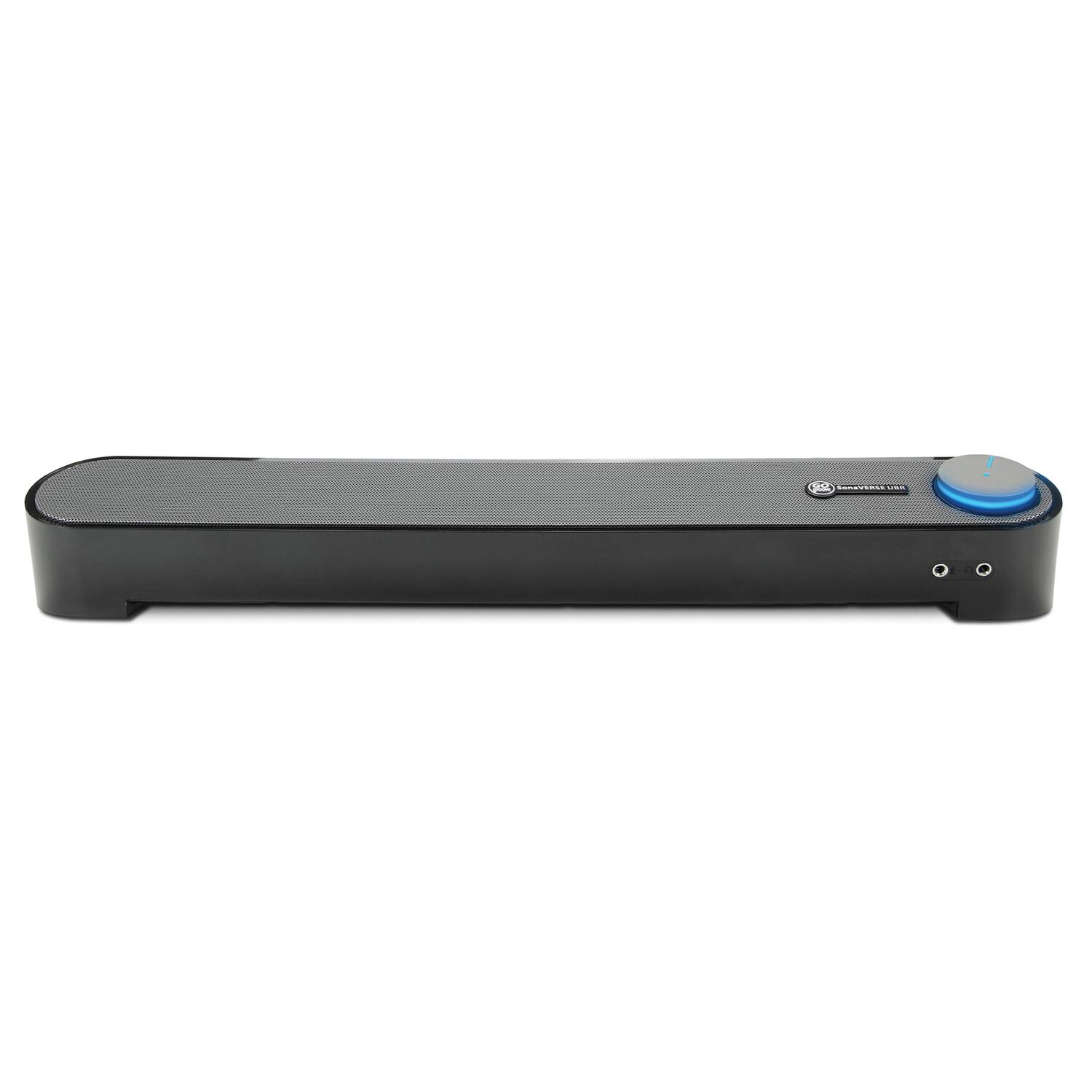 Back. GOgroove - 2.0-Channel 12W Peak 16.5" USB-Powered Ultra-Compact Angled Computer Sound Bar, Mic Input, Accent LED, SonaVERSE UBR - Black.