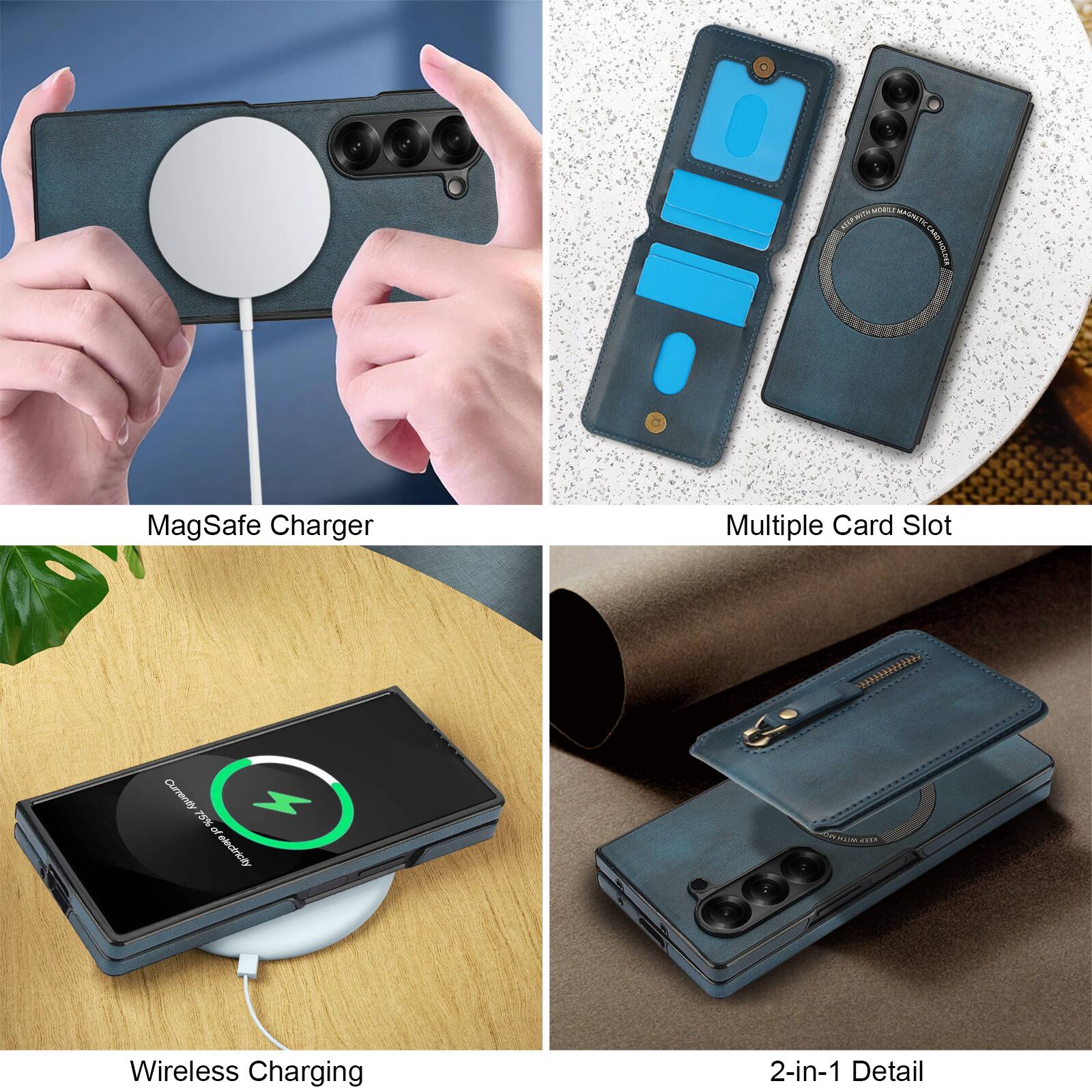 WITHLMORL Ms - MASNI as E vOr MagSafe Charger Multiple Card Slot 4 Currents 75% of electricity .... Wireless Charging 2-in-1 Detail