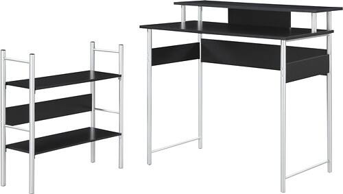 Angle Standard. Altra - Computer Desk with Bookcase - Black/Silver.