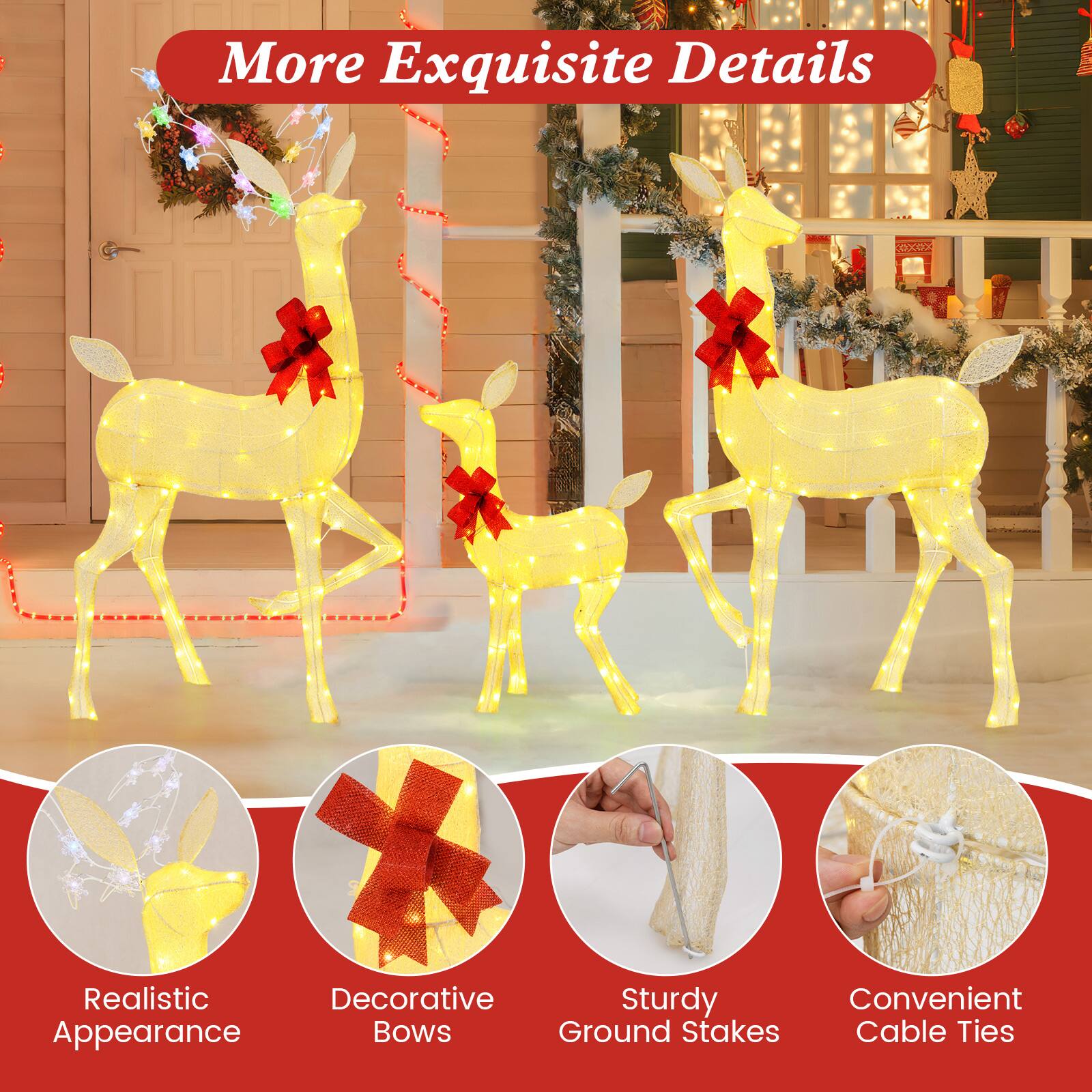 More Exquisite Details

Realistic Decorative Sturdy Convenient Appearance Bows Ground Stakes Cable Ties