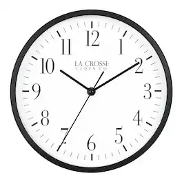La Crosse Clock Co. - 404-3015B 6 Inch Ames Silent Analog Quartz Wall/Table Clock - Black