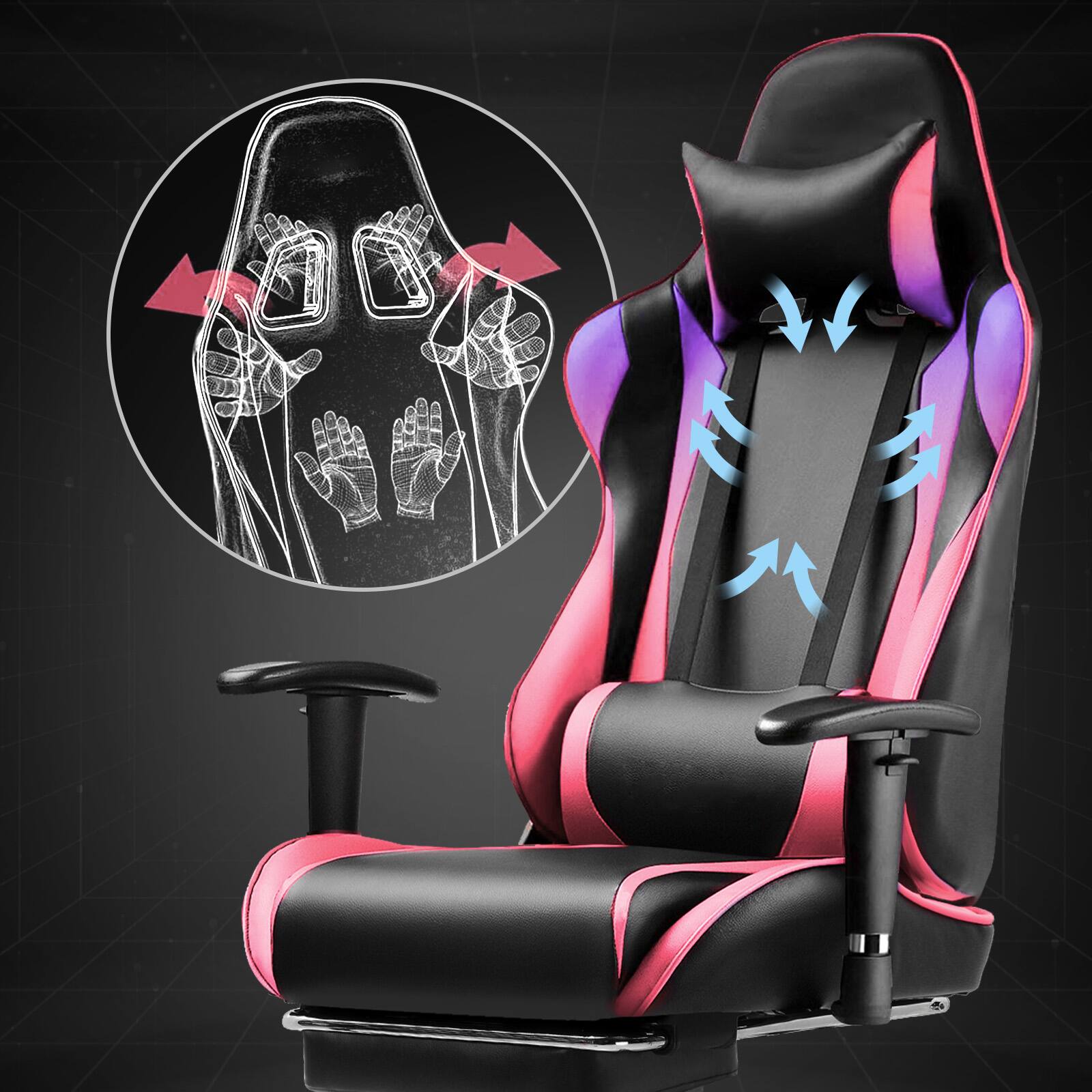 Alt View 3. Egaming - Ergonomic Computer Chair with Footrest Gaming Chair with Headrest and Lumbar - Colorful.