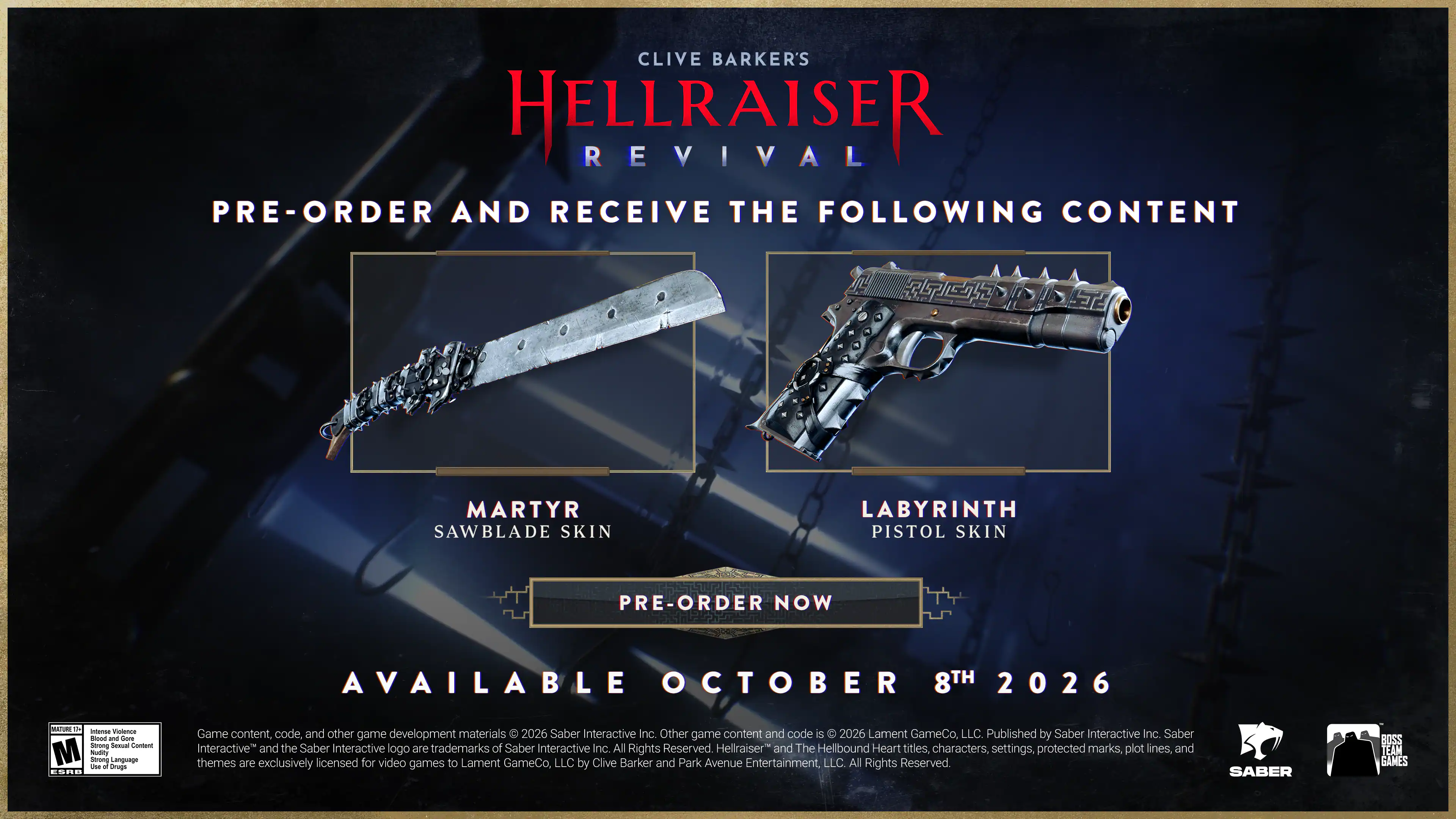 Pre order and receive the Labyrinth Pistol Skin and the Martyr Sawblade ...