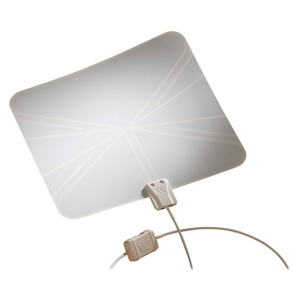 Left. Winegard - FlatWave Amped Indoor Plate HDTV Antenna - Black/white.