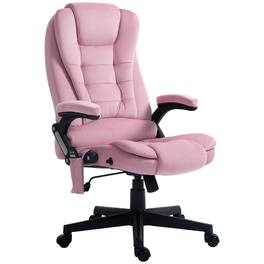 Anysun - Velvet High-Back Massage Office Chair with Heat and 6-Point Vibration Function - Pink