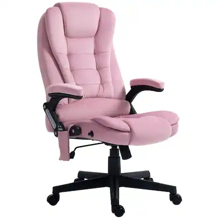 Front. Anysun - Velvet High-Back Massage Office Chair with Heat and 6-Point Vibration Function - Pink.
