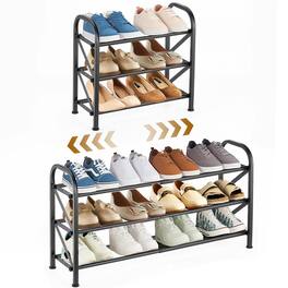 ThinkLink Electronic - Shoe Rack For Closet 16 -33 Expandable Shoerackadjustable Entryway Doorway Sturdymetal Shoe Rack For Closet - 3 Layers and 2 Tubes
