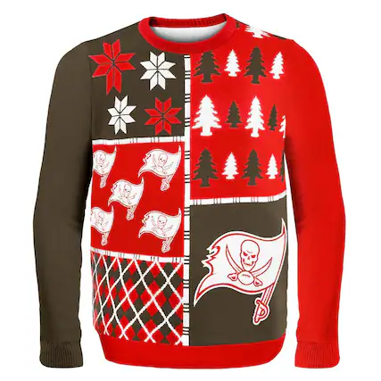 Front. Forever Collectibles - Tampa Bay Buccaneers Busy Block NFL Ugly Sweater X-Large - Red.
