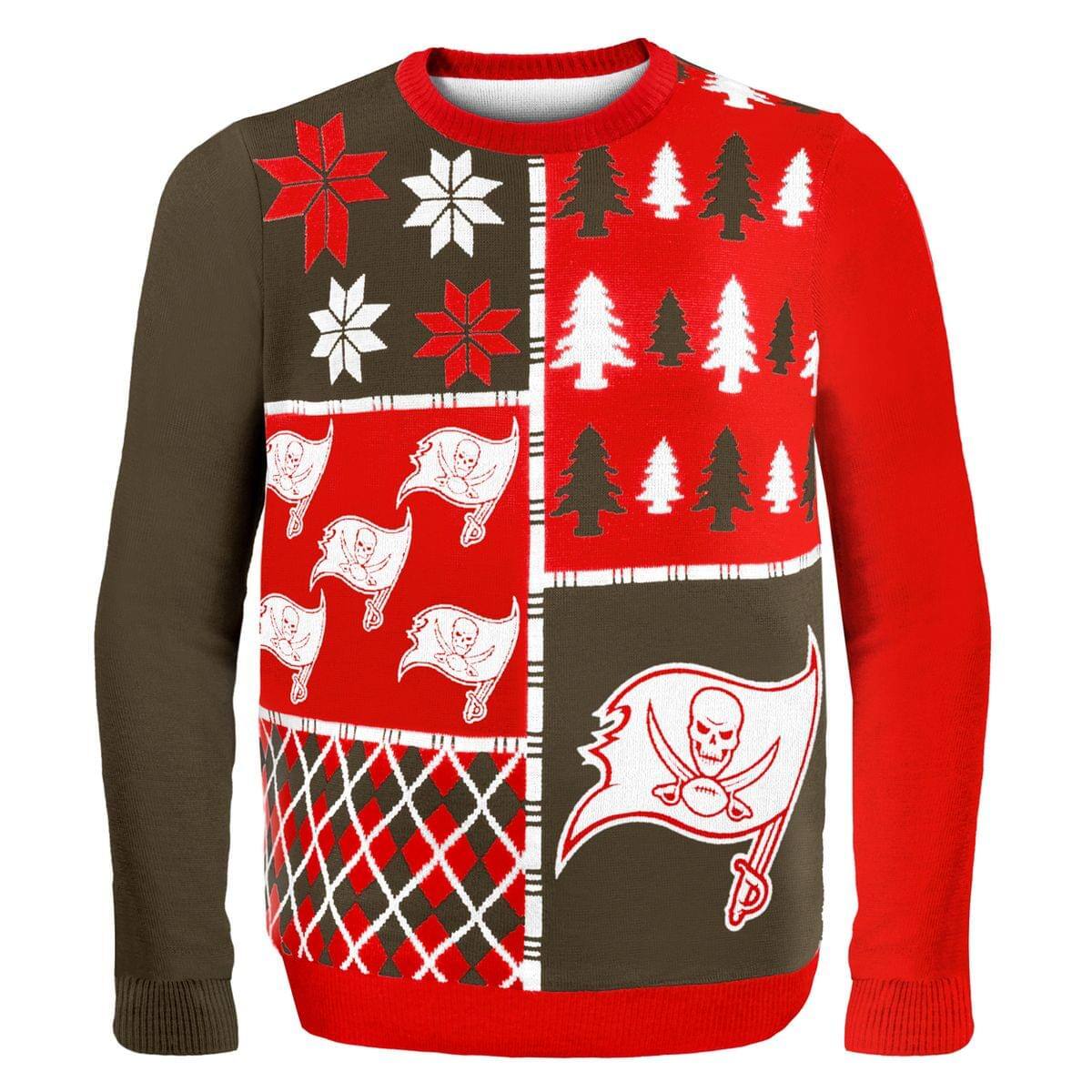 Front. Forever Collectibles - Tampa Bay Buccaneers Busy Block NFL Ugly Sweater X-Large - Red.