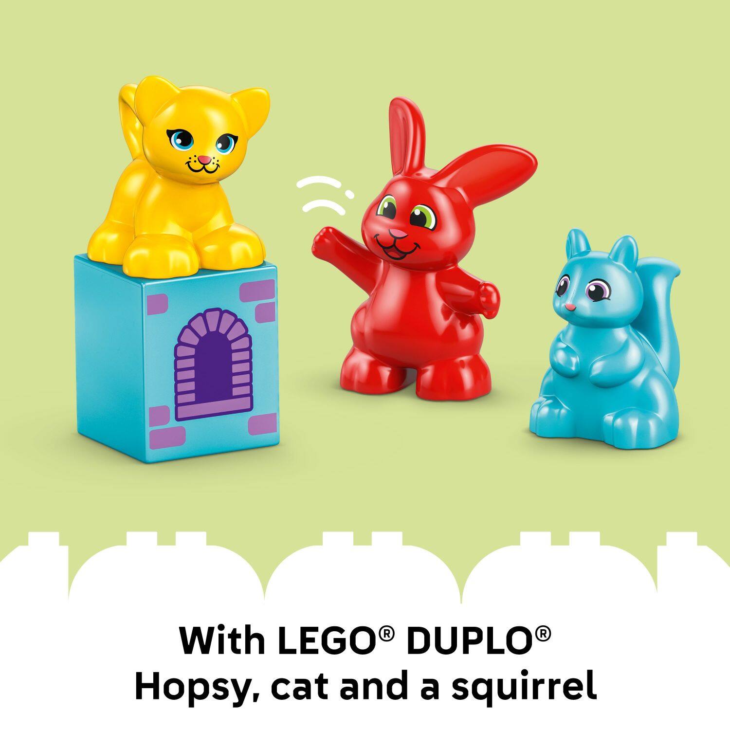 With LEGO DUPLO Hopsy, cat and a squirrel