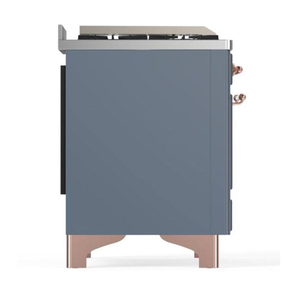 Alt View 5. ILVE - ILVE Majestic II 36 inch Dual Fuel Range with 6 Burners + Griddle (Liquid Propane, Blue Grey, Copper Trim) - Blue Grey.