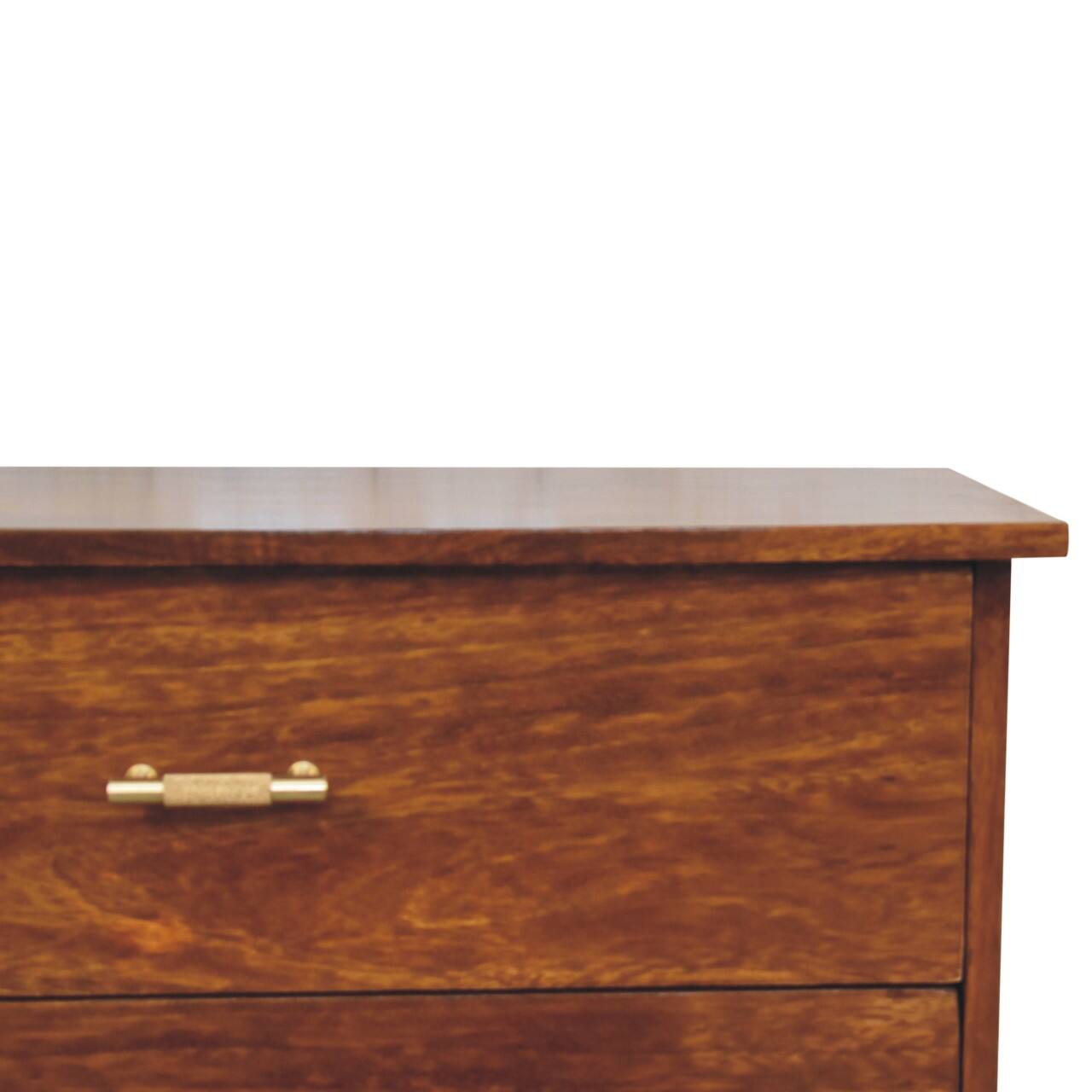 Alt View 1. Artisan Furniture - Artisan Furniture Solid Wood Agra Bedside, 3 Drawers, Nordic Legs, Dark Brown - Chestnut.