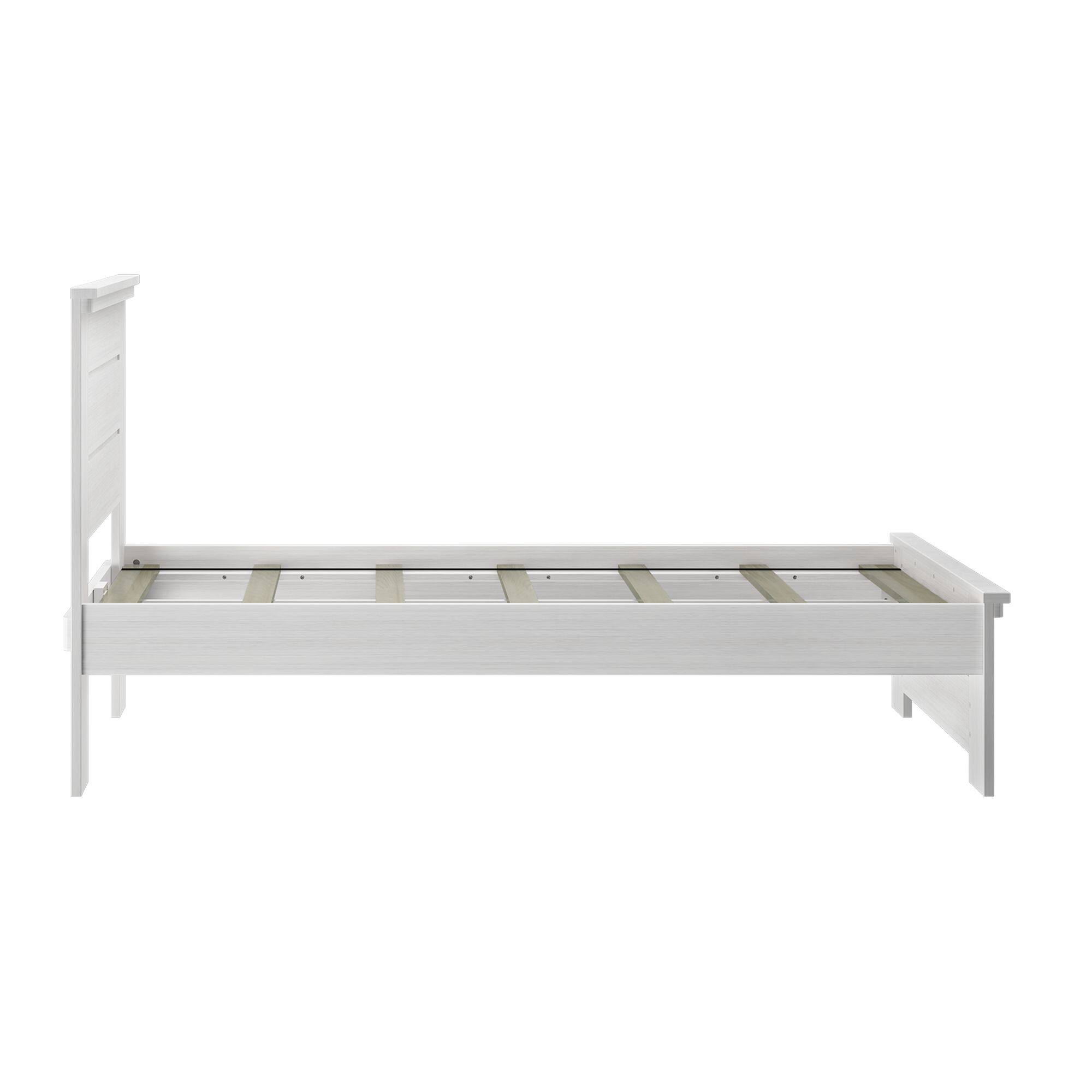 Alt View 3. Plank+Beam - Farmhouse Twin Bed with Panel Headboard, White Wash - White Wash.