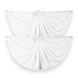 G128 - 2 Pack Pleated Fan Flag, 3x6 Ft, Printed 150D Polyester, Indoor/Outdoor, Brass Grommets - White