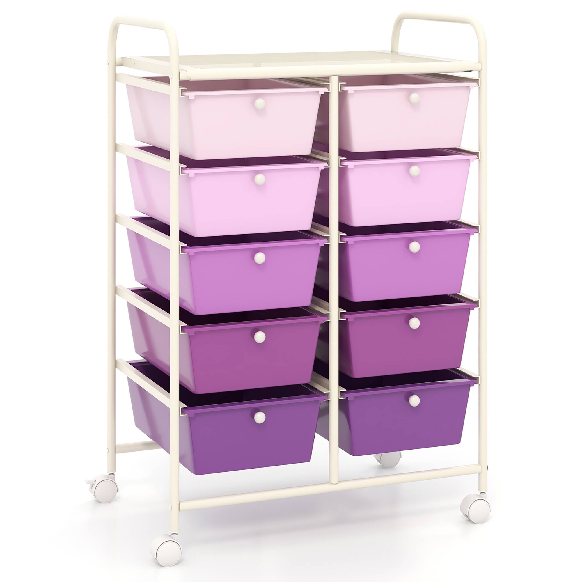 Alt View 9. Gymax - Gymax 10-Drawer Storage Cart Utility Rolling Trolley Kitchen Organizer Purple - Purple.