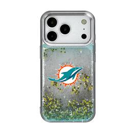Keyscaper - NFL - Miami Dolphins Linen Logo iPhone Glitter Case - 14 - Multicolor