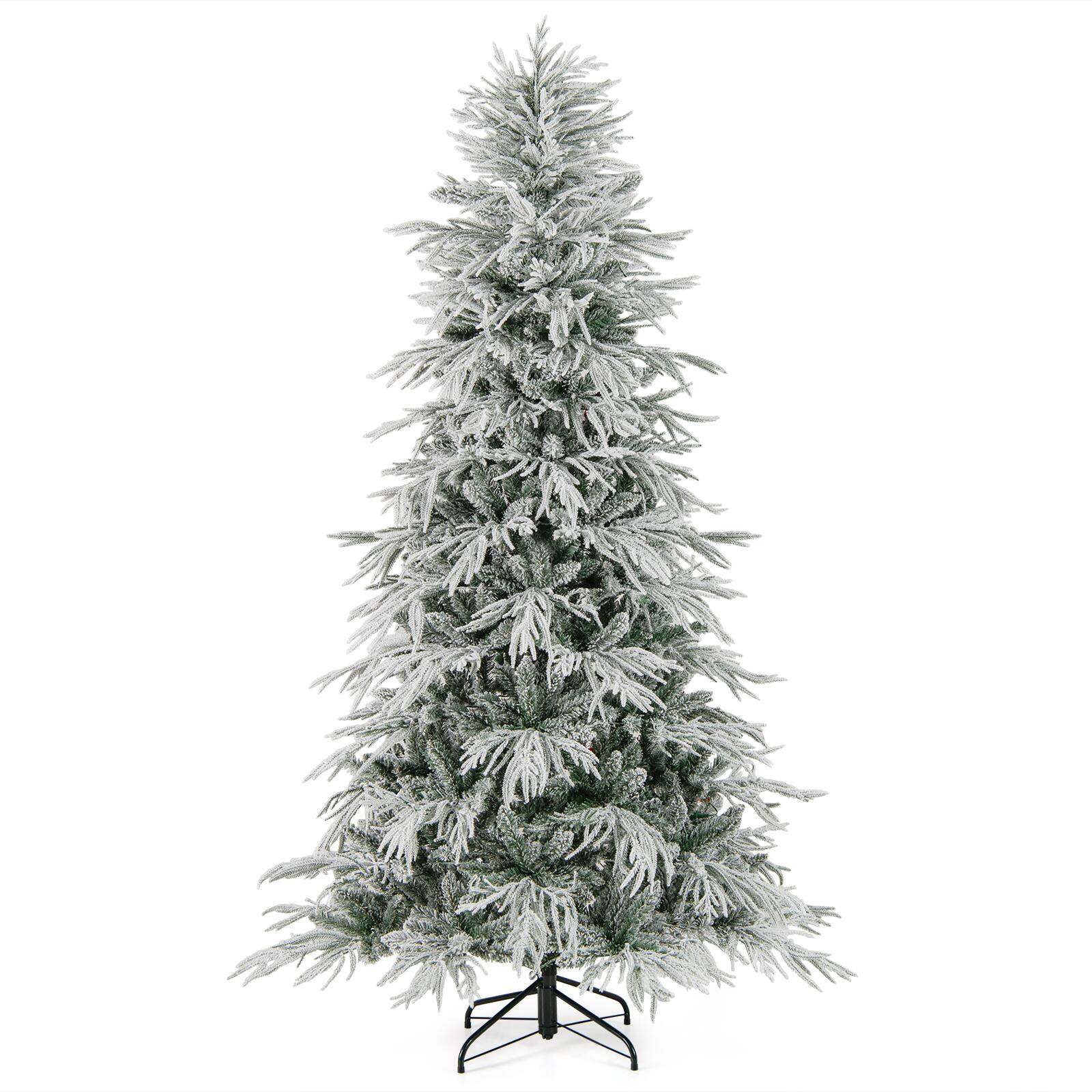 Alt View 9. Costway - Costway 7 FT Artificial Christmas Tree with 820 PE PVC Branch Tips & 340 LED Lights - White,Green.