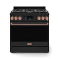 36 in. Wide 6 Burner Gordon Ramsay Series by Thor Kitchen 6.0 Cu. Ft Freestanding Gas Range with Rose Gold Hardware - Black