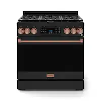 Gordon Ramsay Series by Thor Kitchen 6.0 Cu. Ft Freestanding Gas Range with Rose Gold Hardware - Black - Front_Zoom