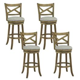 Costway - Swivel Bar Stools Set of 4, 30 Inch Bar Height Chairs with Backrests and Wood Frame - Antique Gray,Light Gray