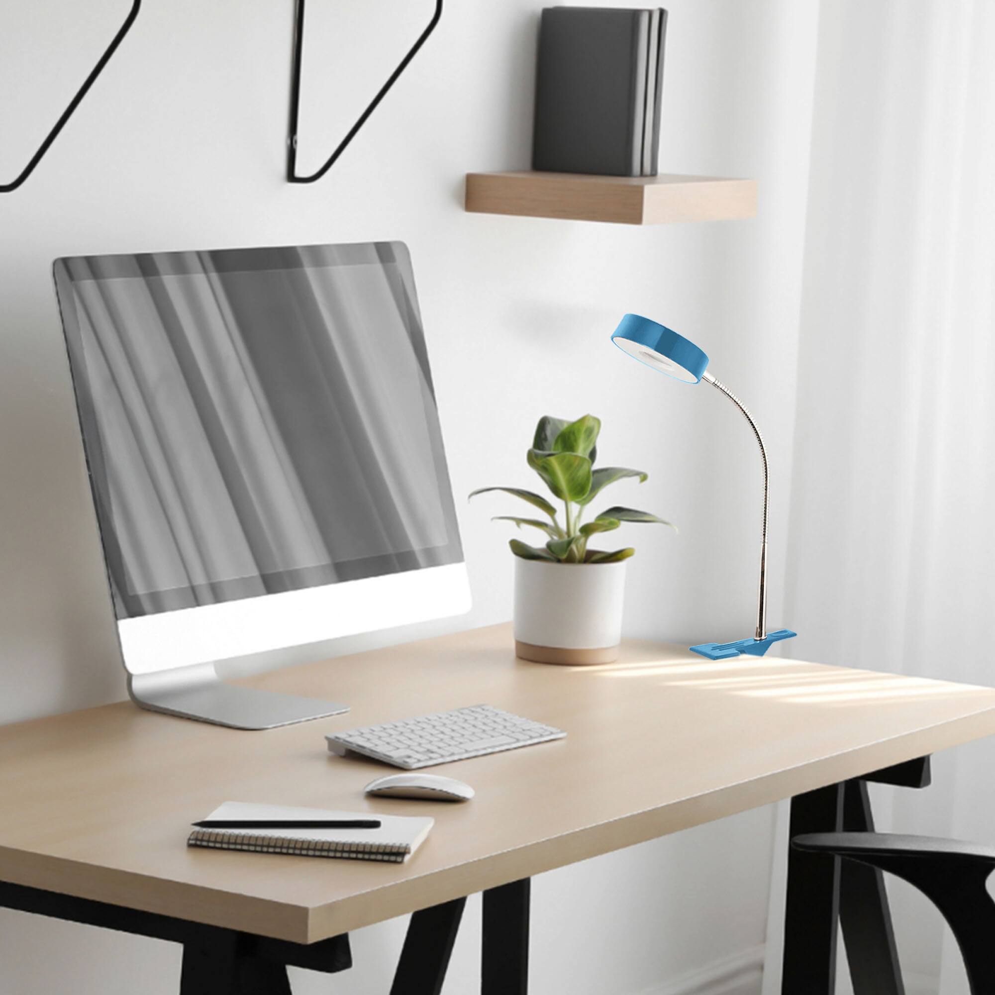 Alt View 10. Globe Electric - Globe Electric 8.46" 5W 250 Lumens LED Integrated Goose Neck Clip Lamp, Blue - Blue.