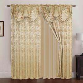 RT Designers Collection - Clayton 2-Piece Double Panel Semi-Transparent Grommet Curtain Pair Panels Panel 54" X 84" - Gold