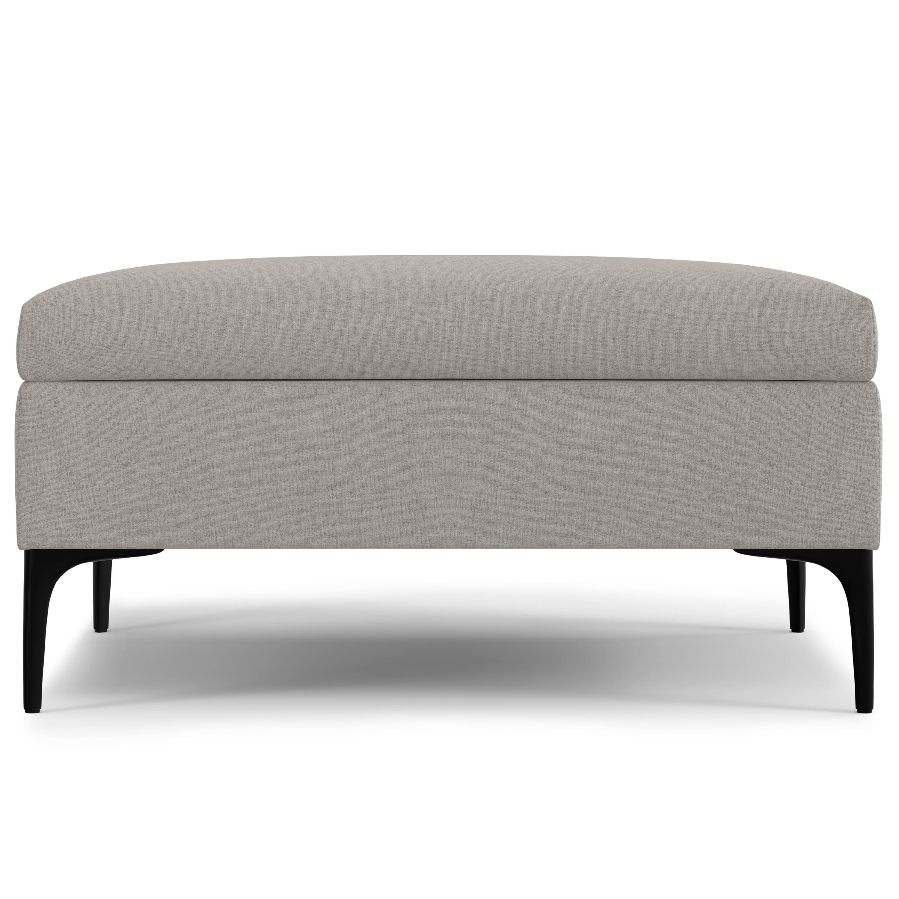Back. Simpli Home - Rebecca 36 inch Contemporary Coffee Table Storage Ottoman with Lift Up Lid in Cloud Grey Polyester Linen, Assembled - Cloud Grey.
