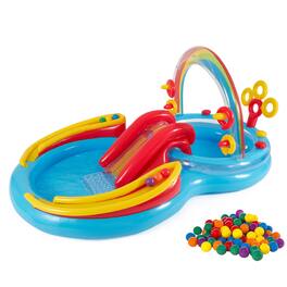 Intex - Rainbow Ring Inflatable Play Center Pool w/ Fun Ballz, 100 Pack - Multi-color