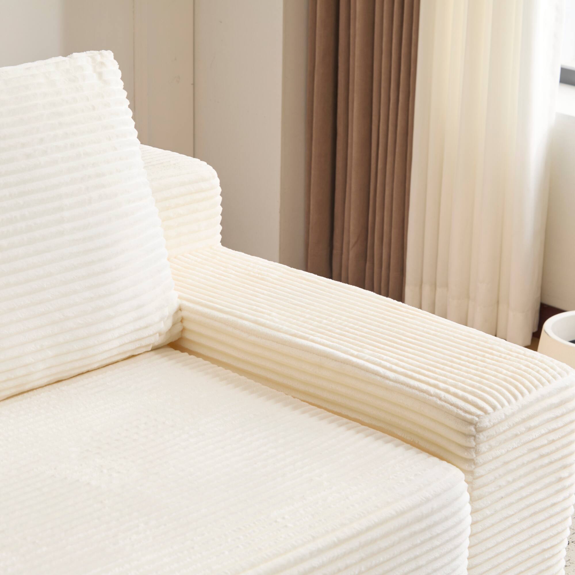 Alt View 8. GOODSILO - Modern Corduroy Loveseat Sofa Bed | Reversible Cushions & Deep Seating for Compact Spaces - White.