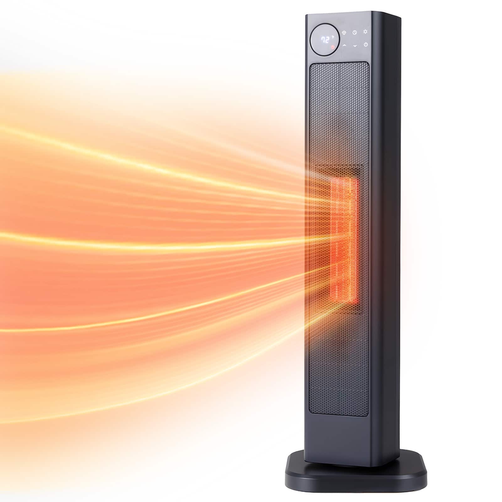 Winado - 30" 1500W Portable Electric Heater with 3 Heat Settings, 70° Oscillation, Timer, Remote Control, Tip-Over Switch - Black