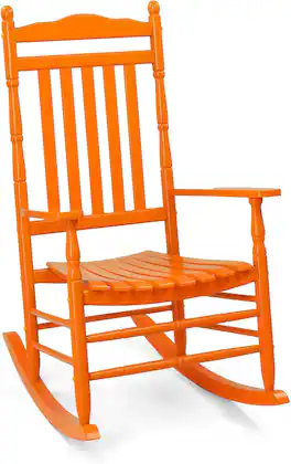 Winado - 1PC Wooden Rocking Chair, Relaxing Rocker with High Back Seat Reclining Seat for Garden Backyard Porch Indoor Outdoor - Orange