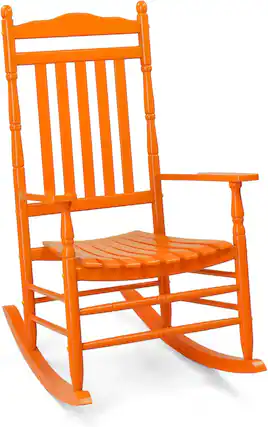 Front. Winado - 1PC Wooden Rocking Chair, Relaxing Rocker with High Back Seat Reclining Seat for Garden Backyard Porch Indoor Outdoor - Orange.