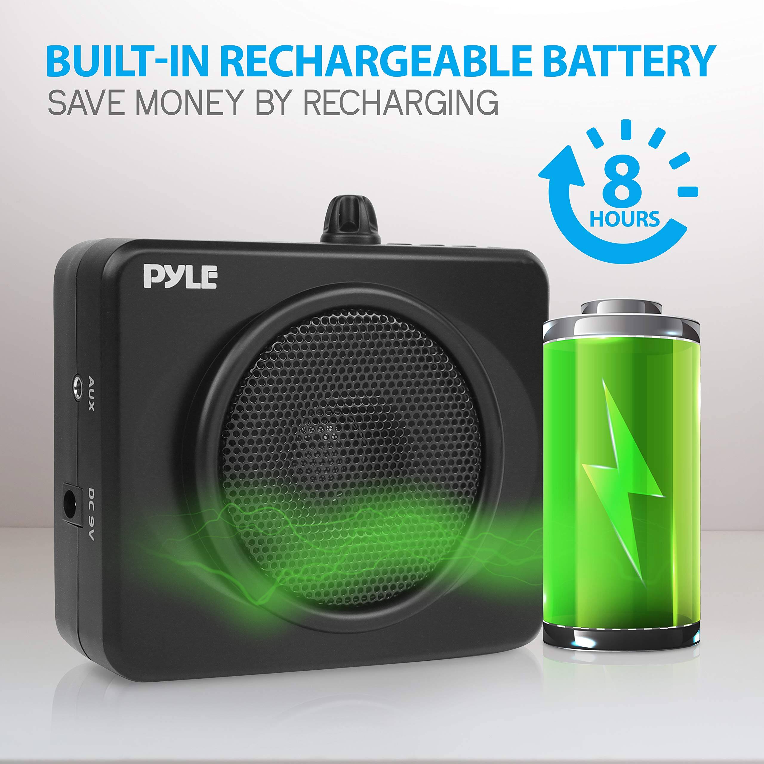 BUILT-IN RECHARGEABLE BATTERY  
SAVE MONEY BY RECHARGING  

8 HOURS  

PYLE